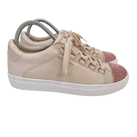 *SOLD* Skechers Street Womens Size 8.5 Los Angeles Pink Sneakers Sparkly Leather - Picture 3 of 15